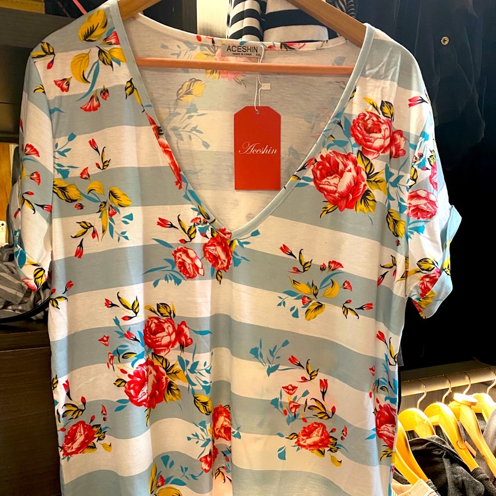 Aceshin XXL Spring Flowers Top